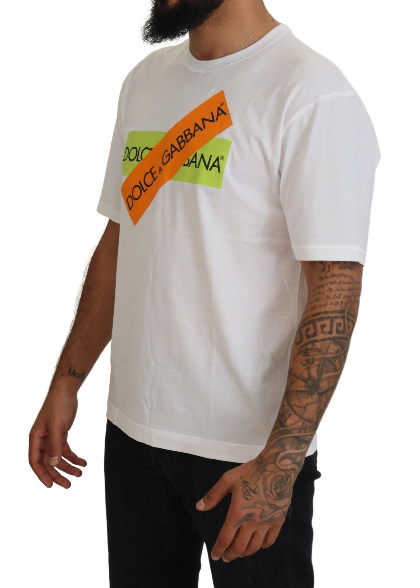 Elegant White Crew Neck Logo Tee