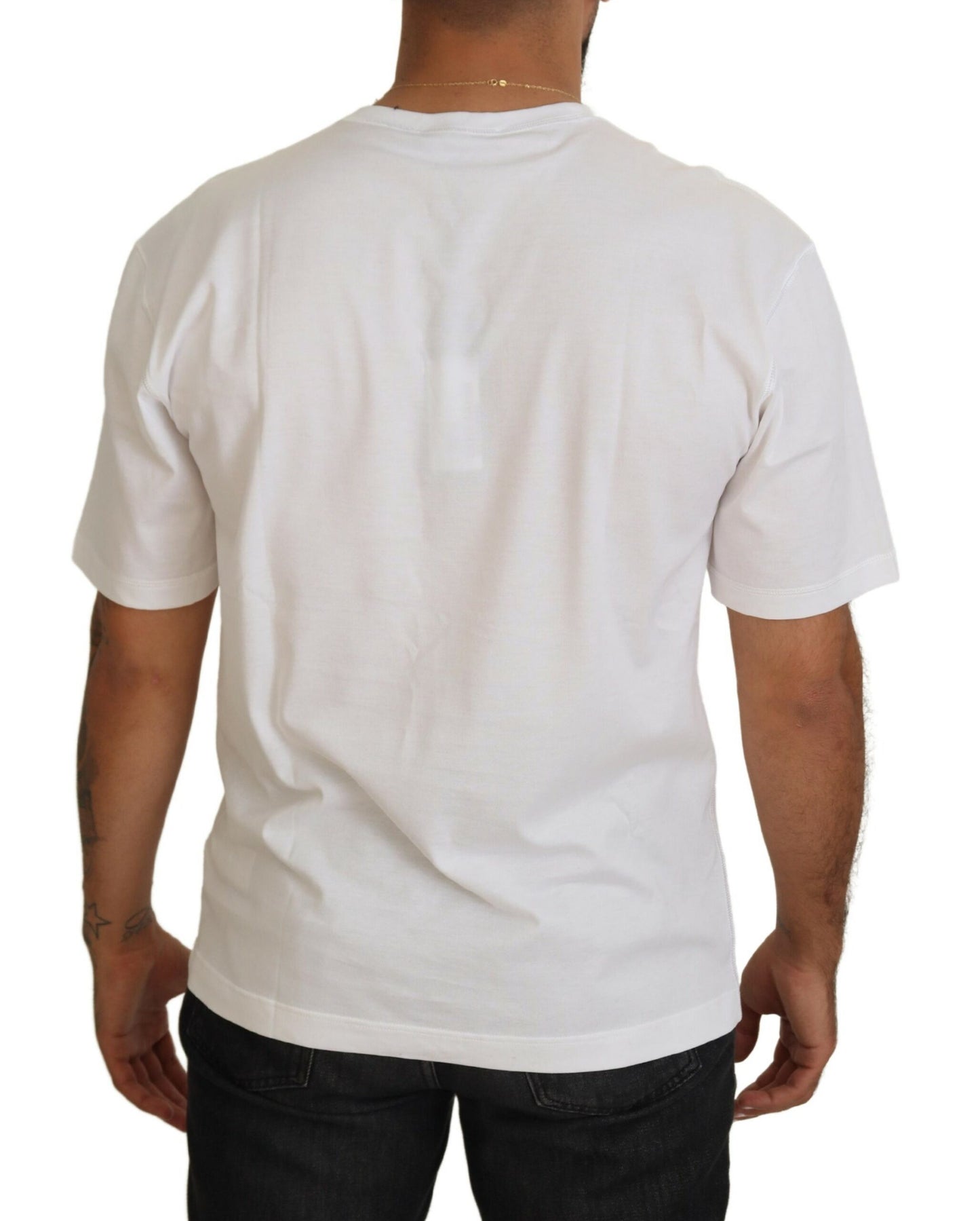 Elegant White Crew Neck Logo Tee