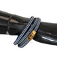 Multicolor Leather Wrap Bracelet with Gold Accents