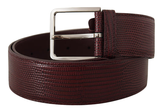 Elegant Maroon Leather Belt with Engraved Buckle