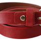 Elegant Red Leather Belt with Silver-Tone Buckle