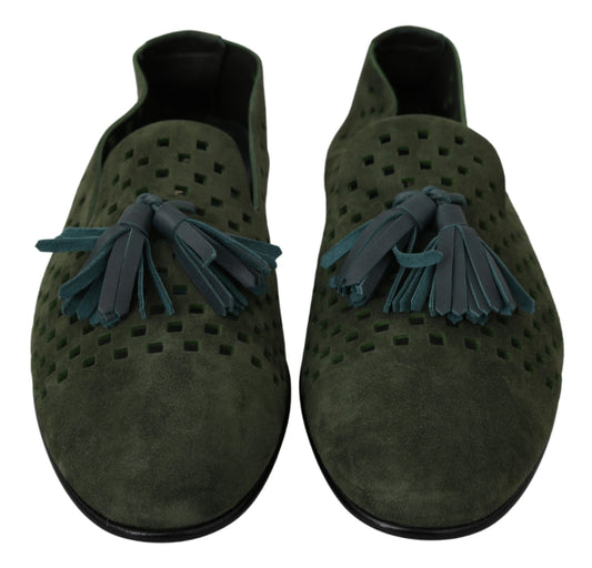 Elegant Green Suede Loafers for Men