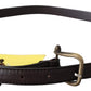 Elegant Dark Brown Leather Belt with Bronze-Tone Hardware
