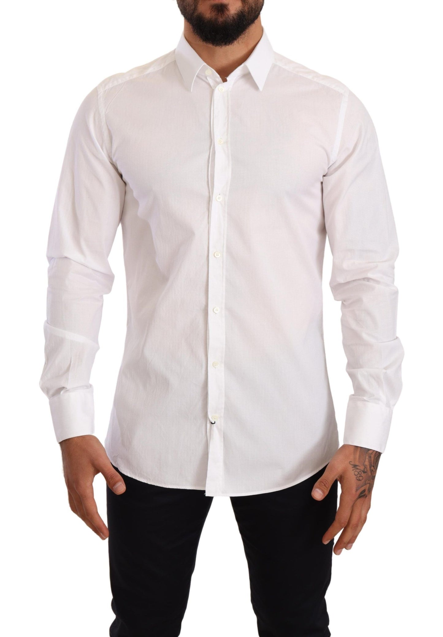 Elegant White Slim Fit Dress Shirt