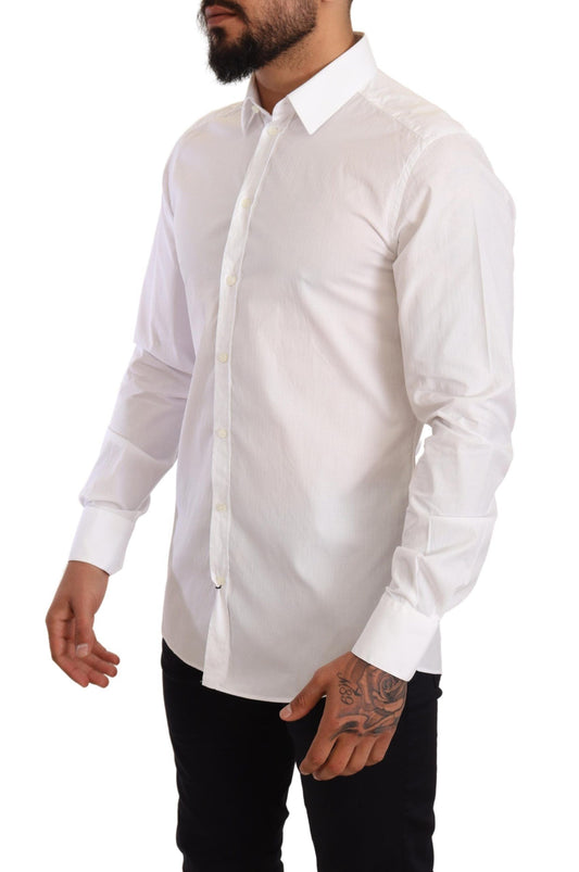 Elegant White Slim Fit Dress Shirt