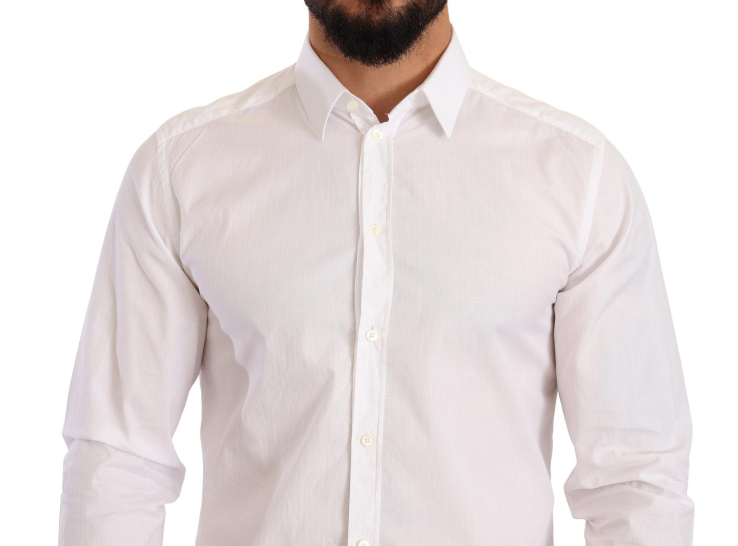 Elegant White Slim Fit Dress Shirt