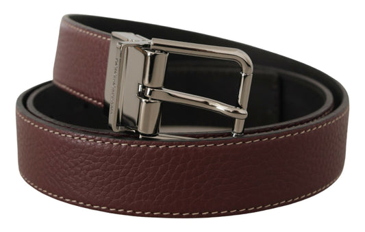 Elegant Leather Belt with Silver Metal Buckle