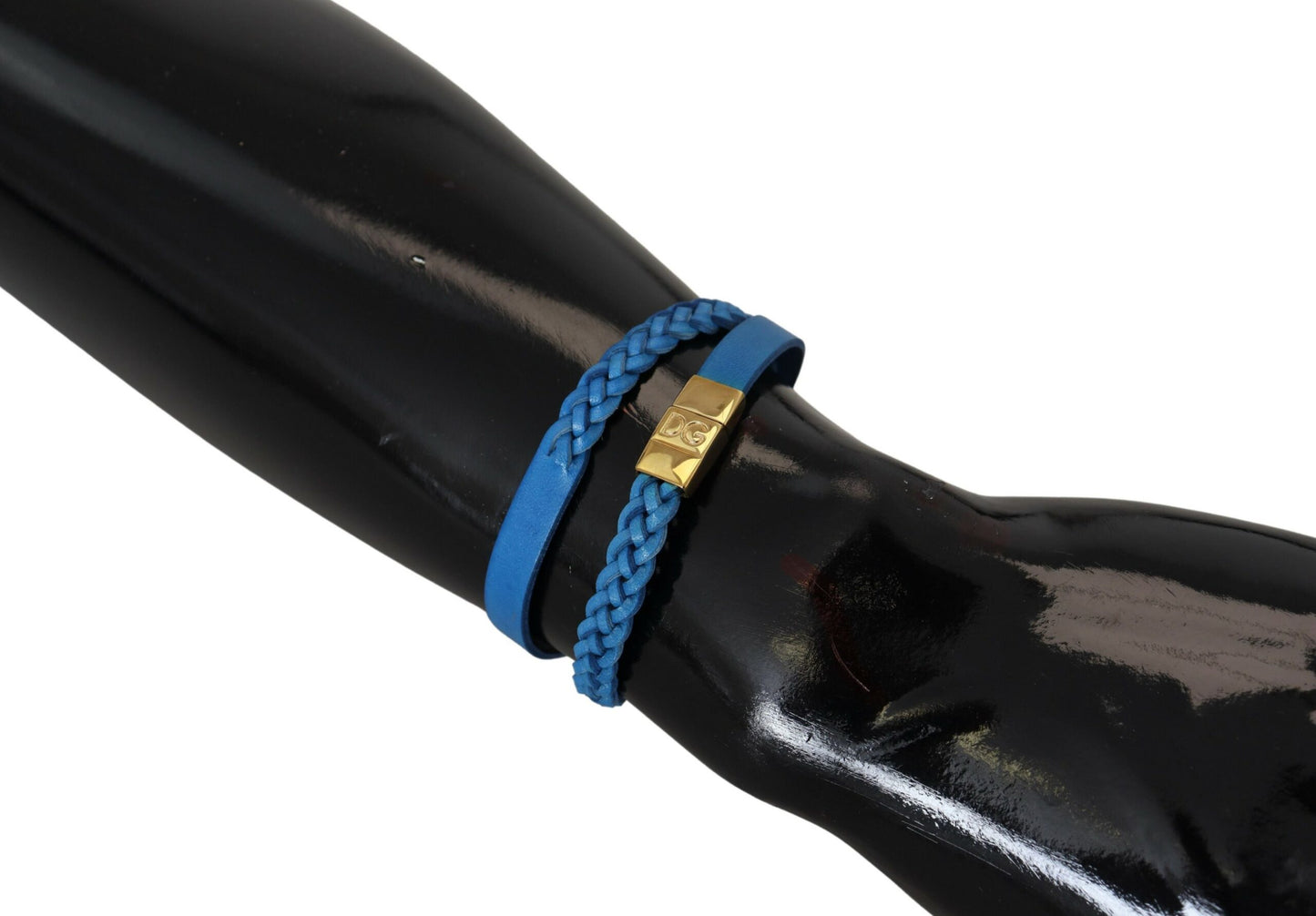 Elegant Leather Wrap Bracelet in Blue & Gold