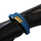 Elegant Leather Wrap Bracelet in Blue & Gold