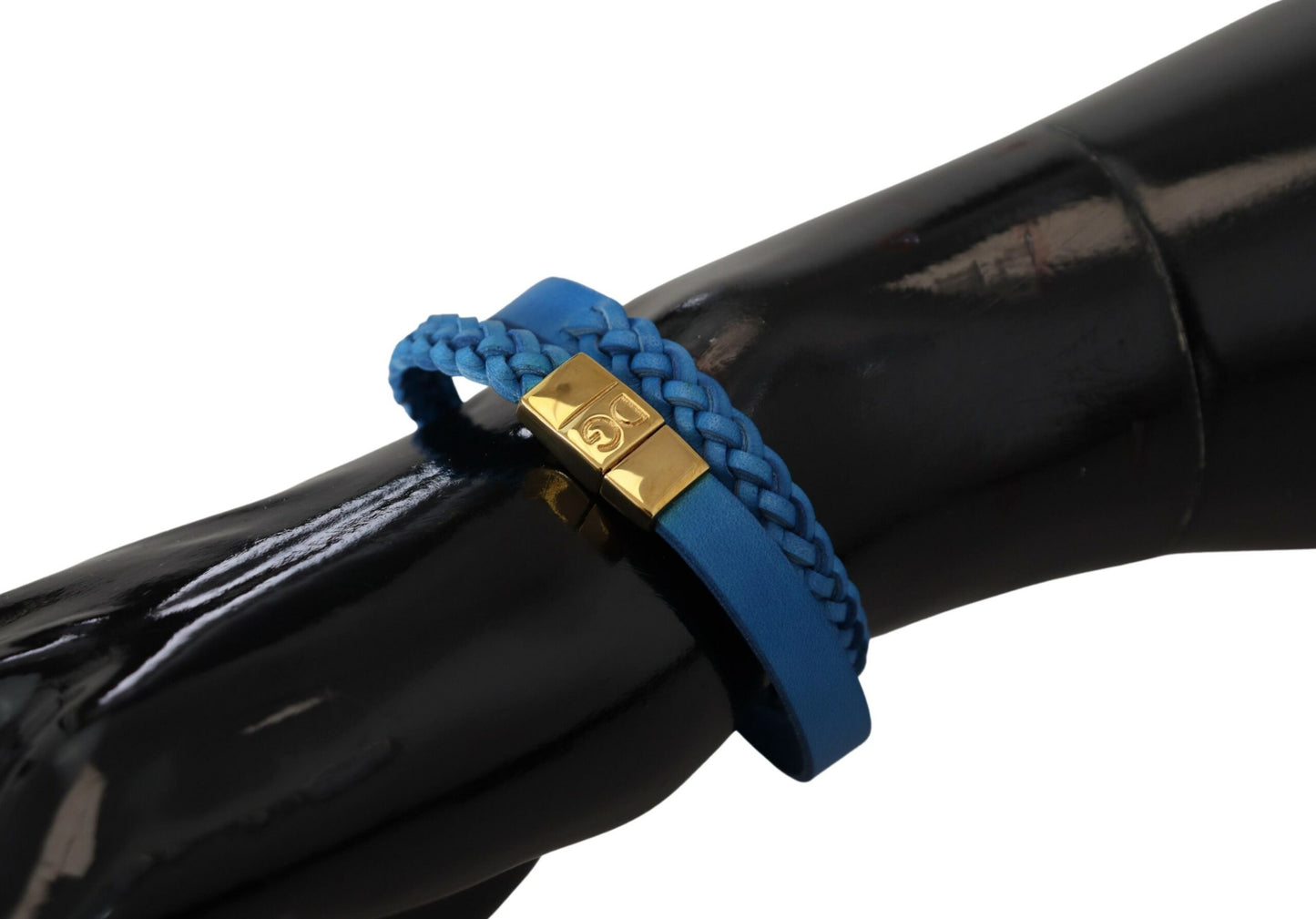 Elegant Leather Wrap Bracelet in Blue & Gold