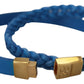 Elegant Leather Wrap Bracelet in Blue & Gold
