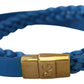 Elegant Leather Wrap Bracelet in Blue & Gold