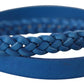 Elegant Leather Wrap Bracelet in Blue & Gold