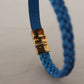 Elegant Leather Wrap Bracelet in Blue & Gold