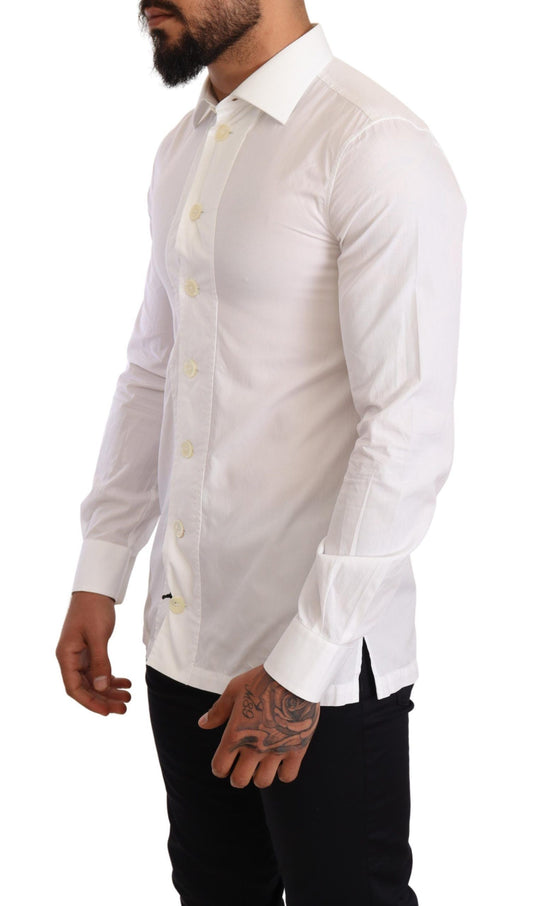 Elegant White Slim Fit Dress Shirt