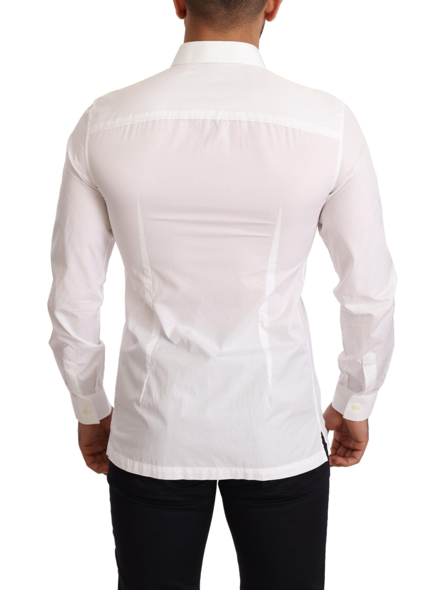 Elegant White Slim Fit Dress Shirt