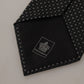 Elegant Black White Polka Dot Silk Tie