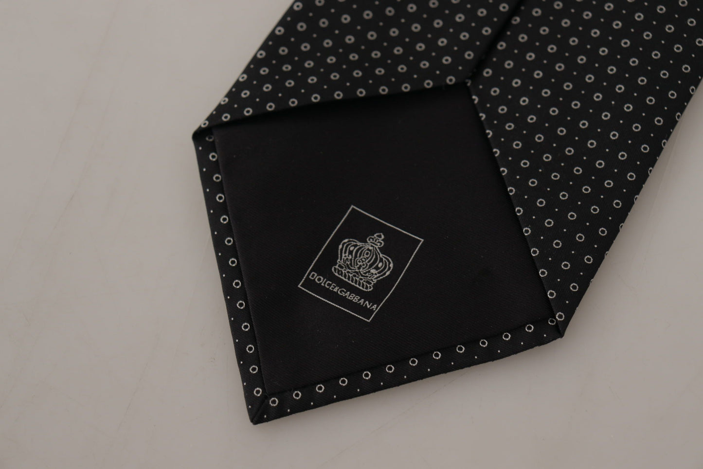 Elegant Black White Polka Dot Silk Tie