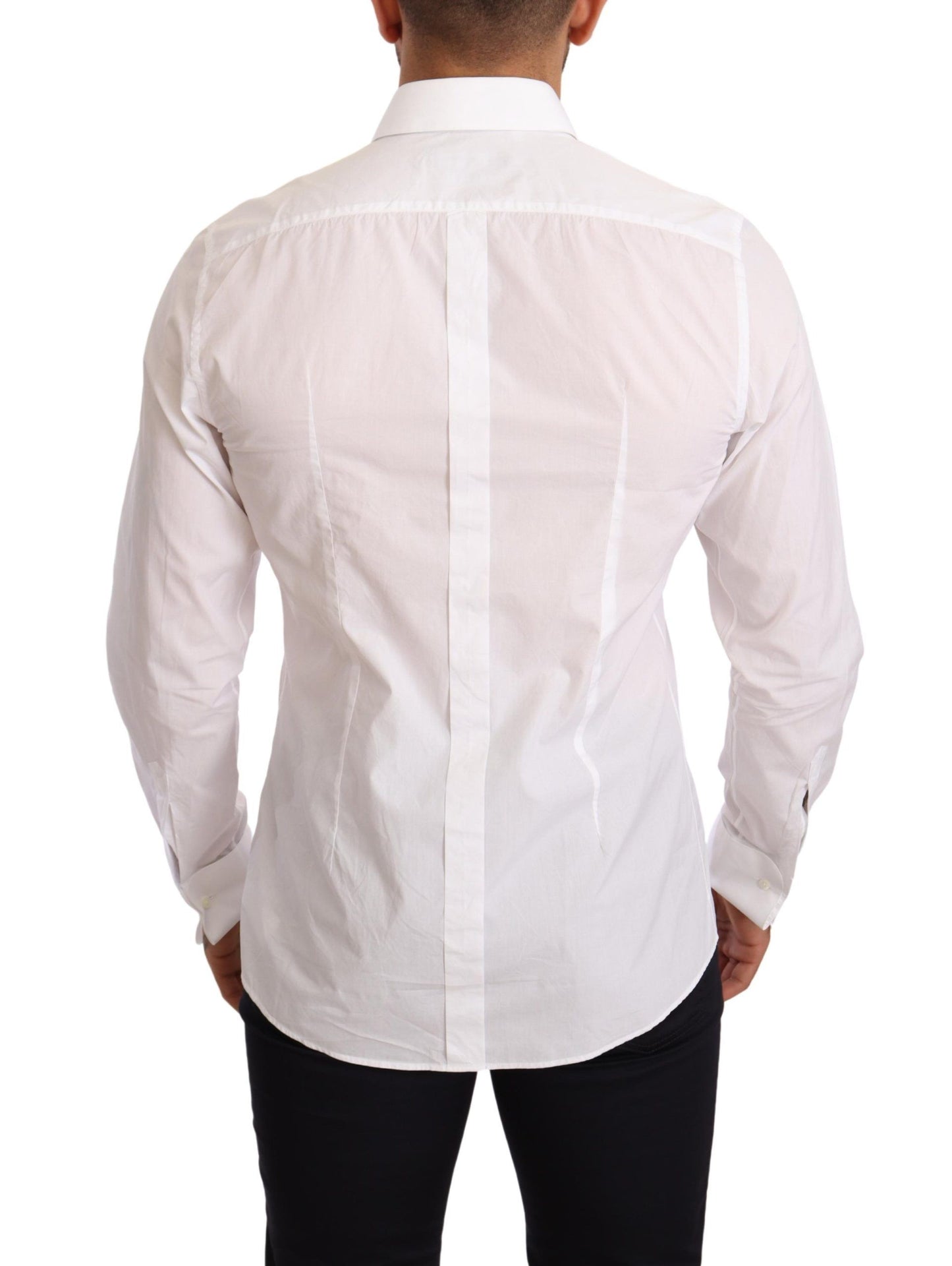 Elegant Slim Fit White Cotton Dress Shirt