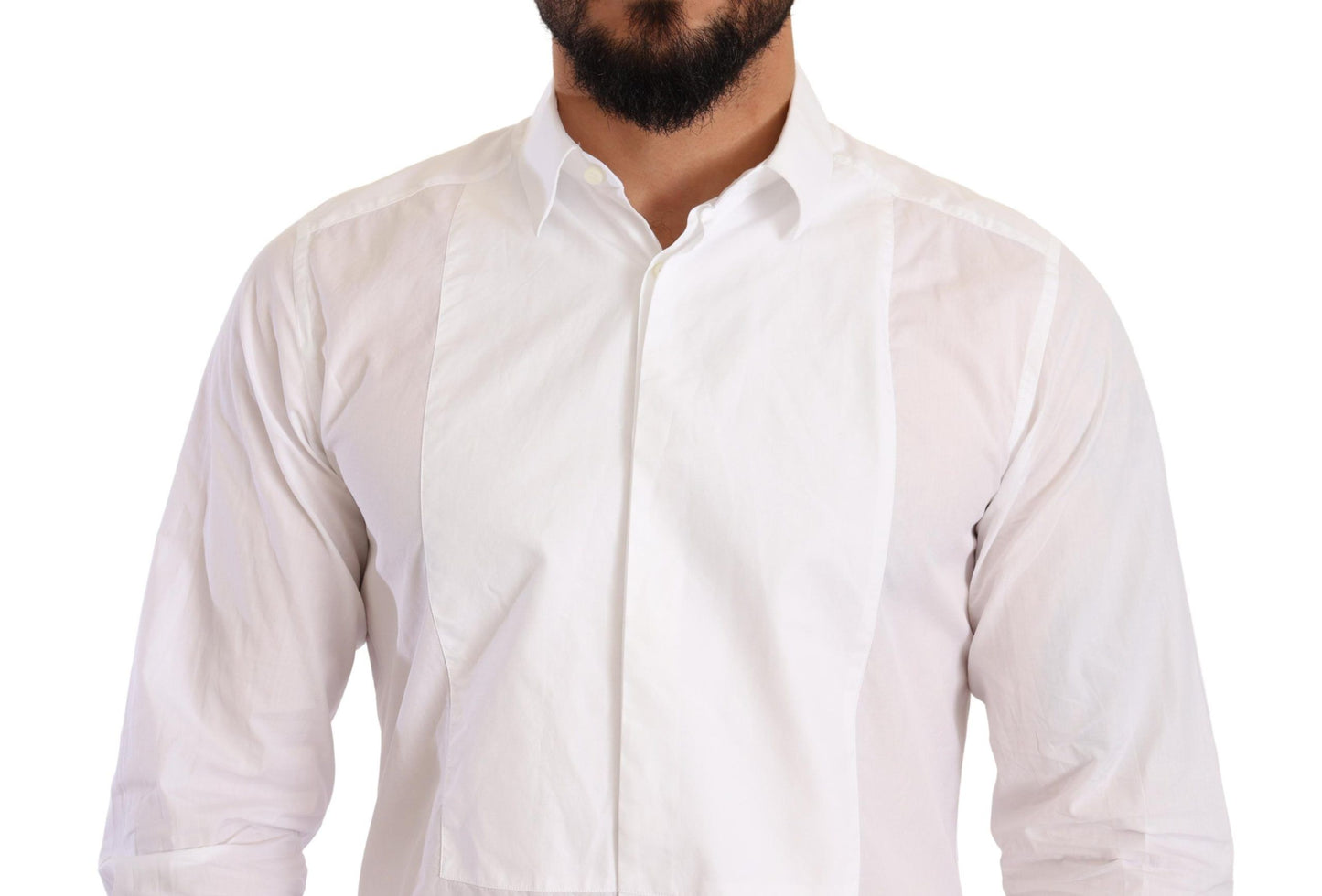 Elegant Slim Fit White Cotton Dress Shirt