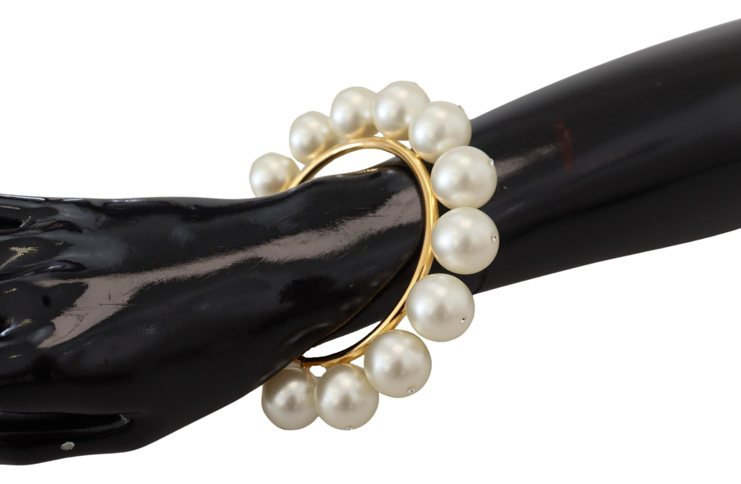 Chic Gold-Tone Faux Pearl Bangle