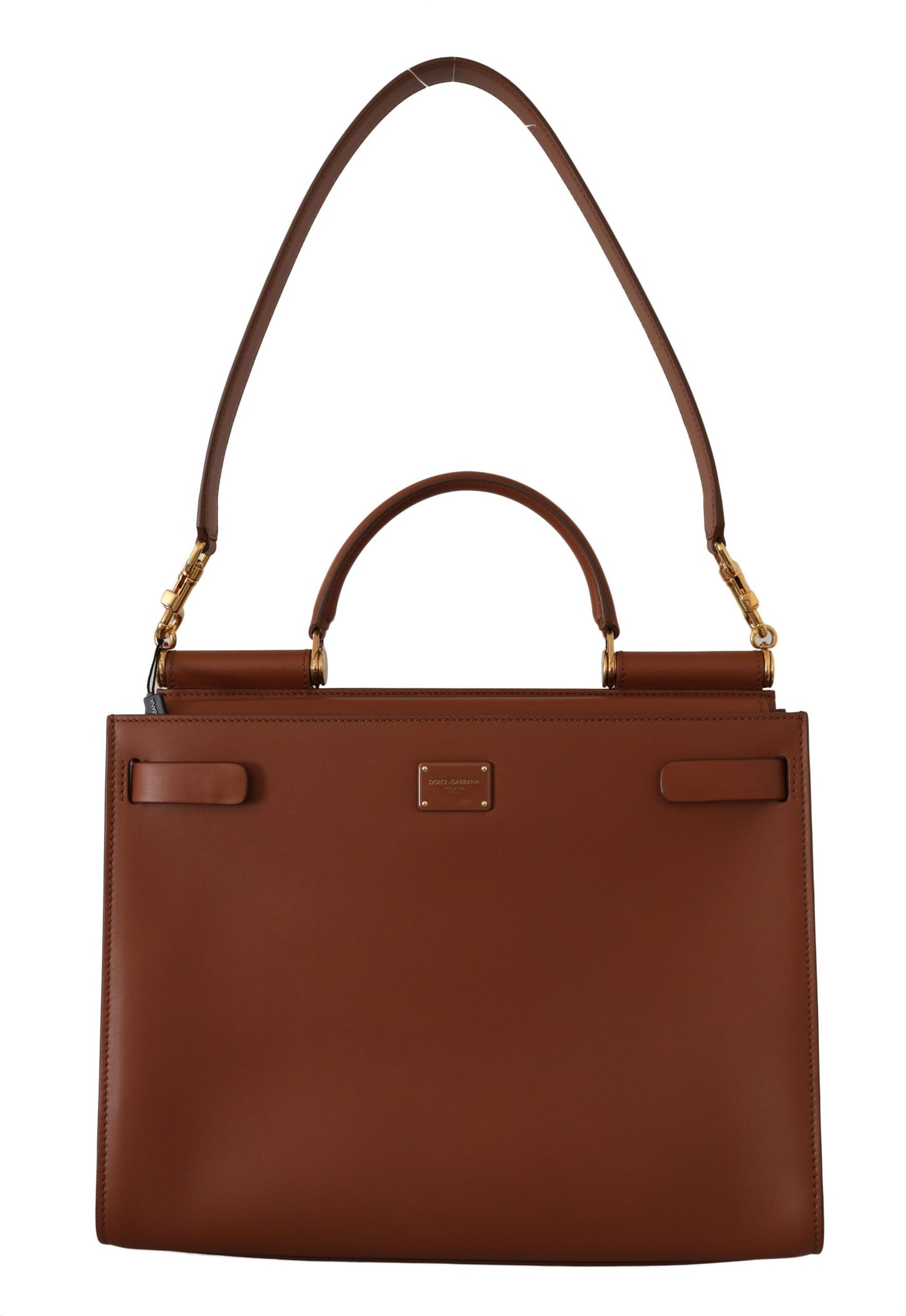 Elegant Sicily Leather Handbag in Rich Brown