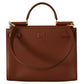 Elegant Sicily Leather Handbag in Rich Brown