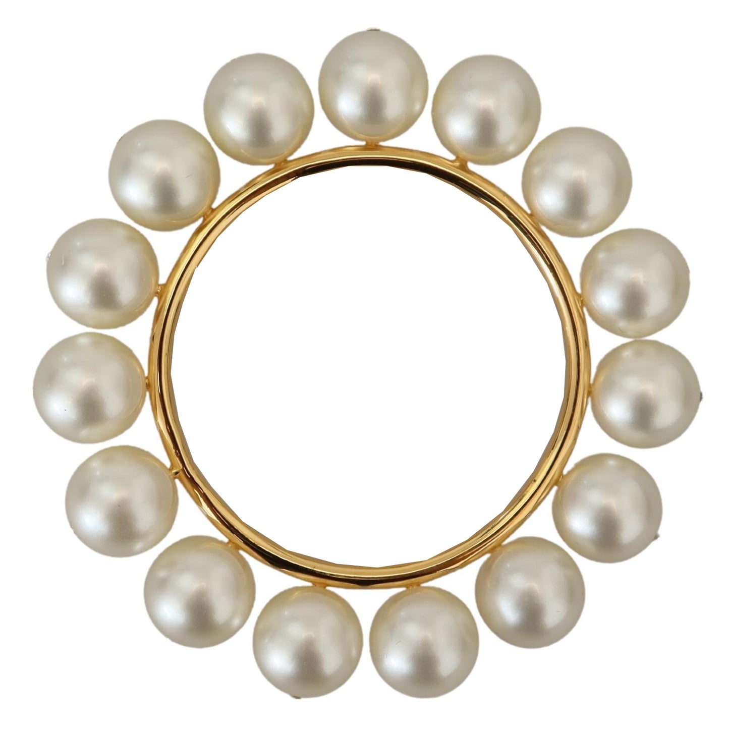 Chic Gold-Tone Faux Pearl Bangle