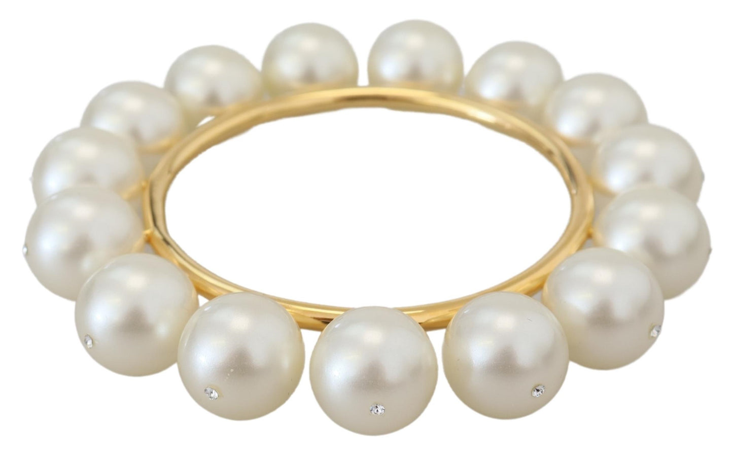 Chic Gold-Tone Faux Pearl Bangle