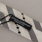 Elegant Black and White Polka Dot Silk Tie