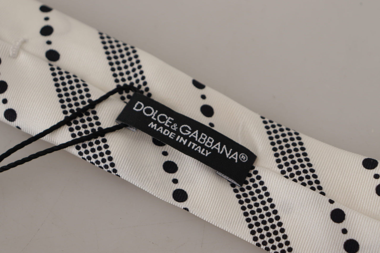 Elegant Black and White Polka Dot Silk Tie