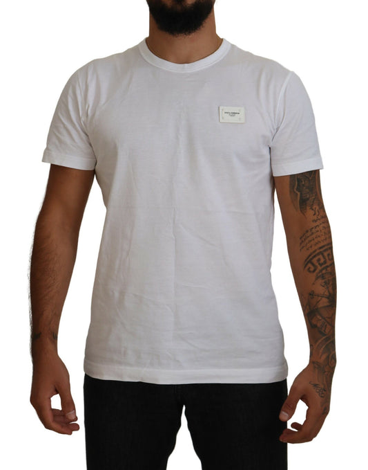 Elegant White Crew Neck Logo Tee