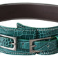 Elegant Crocodile Embossed Leather Belt