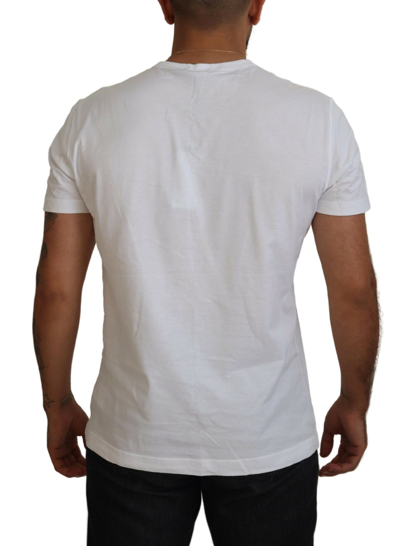 Elegant White Crew Neck Logo Tee