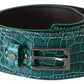 Elegant Crocodile Embossed Leather Belt