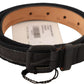 Black Leather Logo Buckle Waist Women Belt