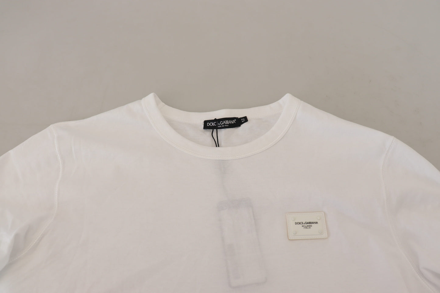 Elegant White Crew Neck Logo Tee