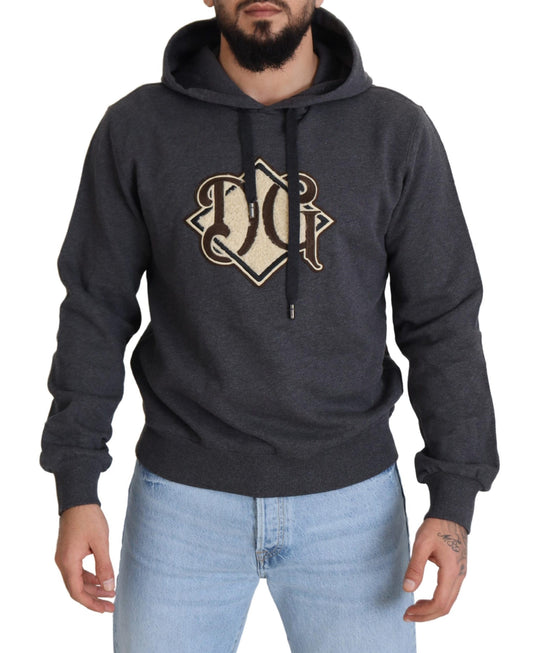 Gray Logo Cotton Hooded Sweatshirt Sweater