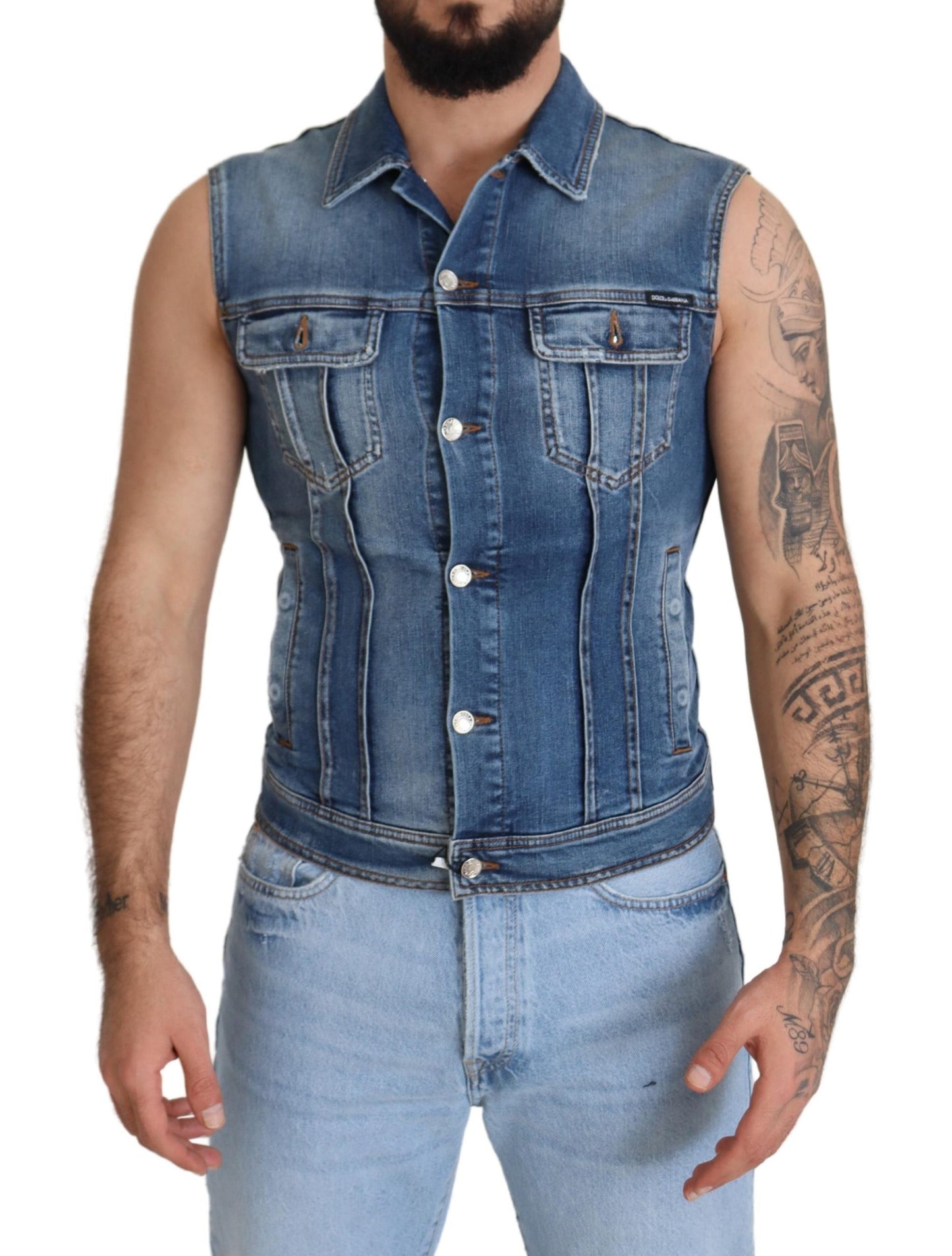 Elegant Single Breasted Denim Vest