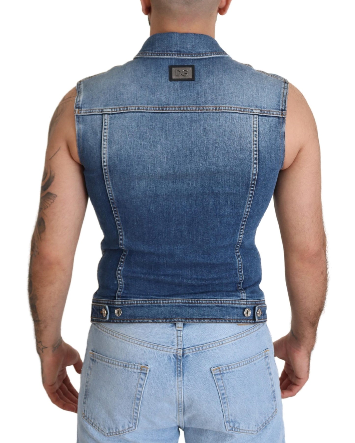 Elegant Single Breasted Denim Vest