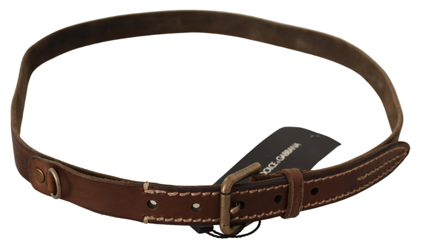 Elegant Leather Belt with Gold Tone Buckle