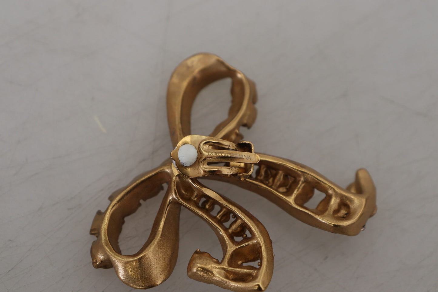 Elegant Gold-Toned Bow Clip Earrings