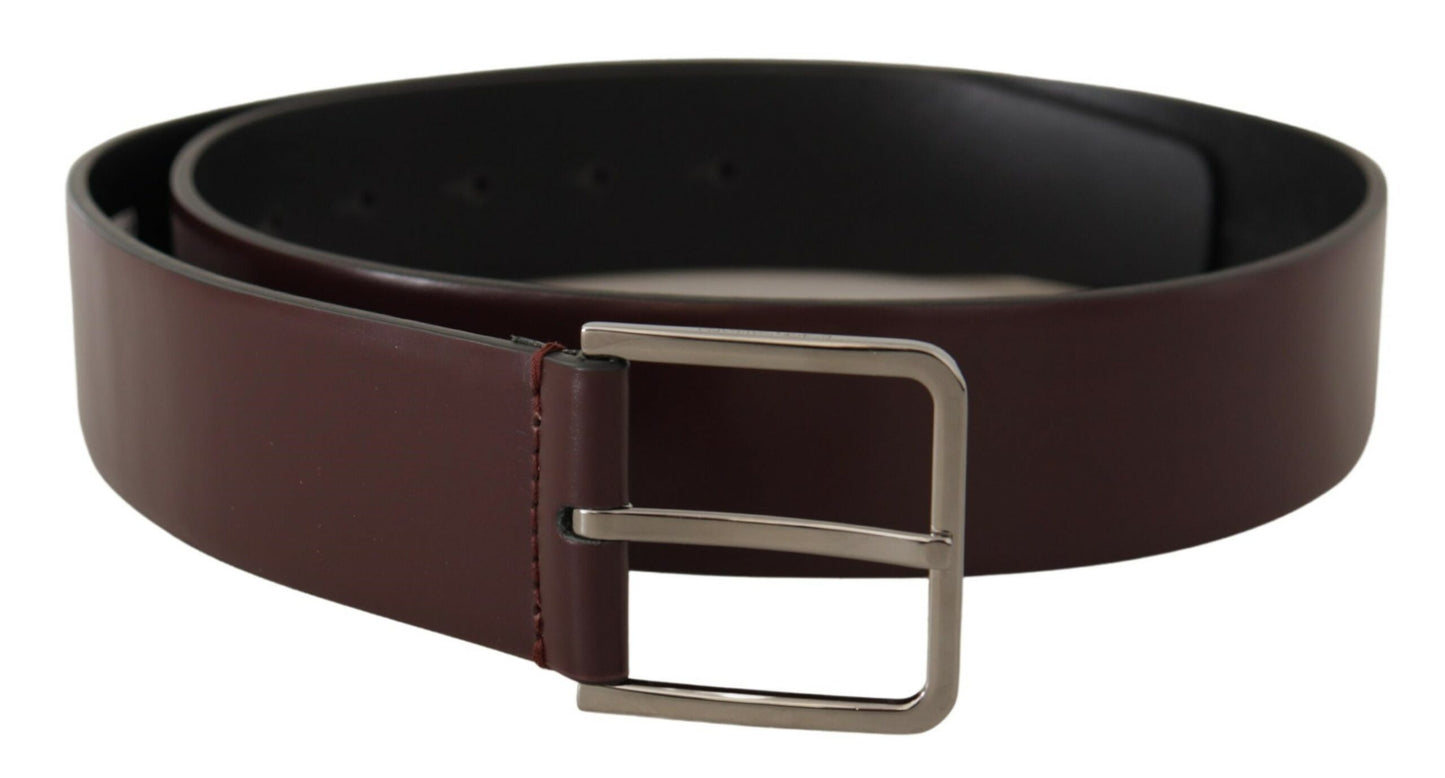 Elegant Leather Silver-Buckled Belt