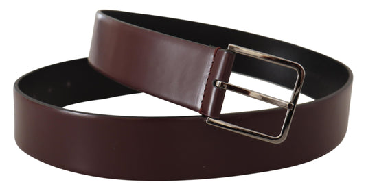 Elegant Leather Silver-Buckled Belt