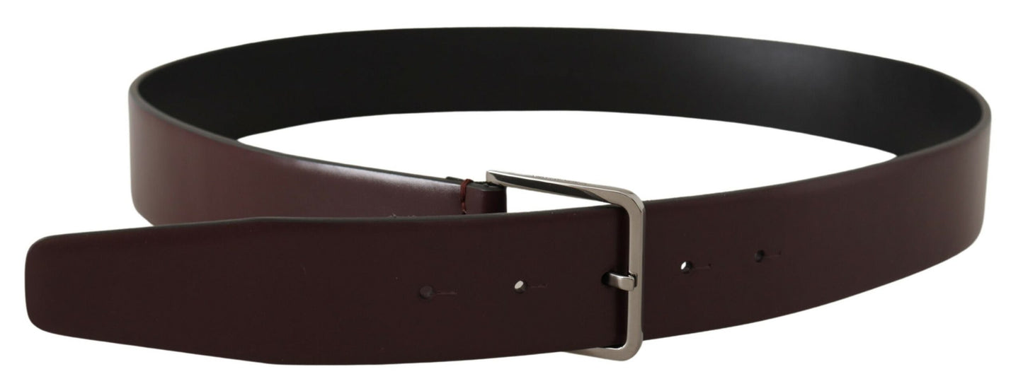 Elegant Leather Silver-Buckled Belt