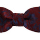 Maroon Silk Bow Tie with Blue Flower Pattern