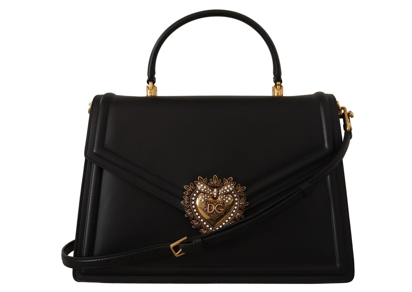 Elegant Black Devotion Leather Shoulder Bag