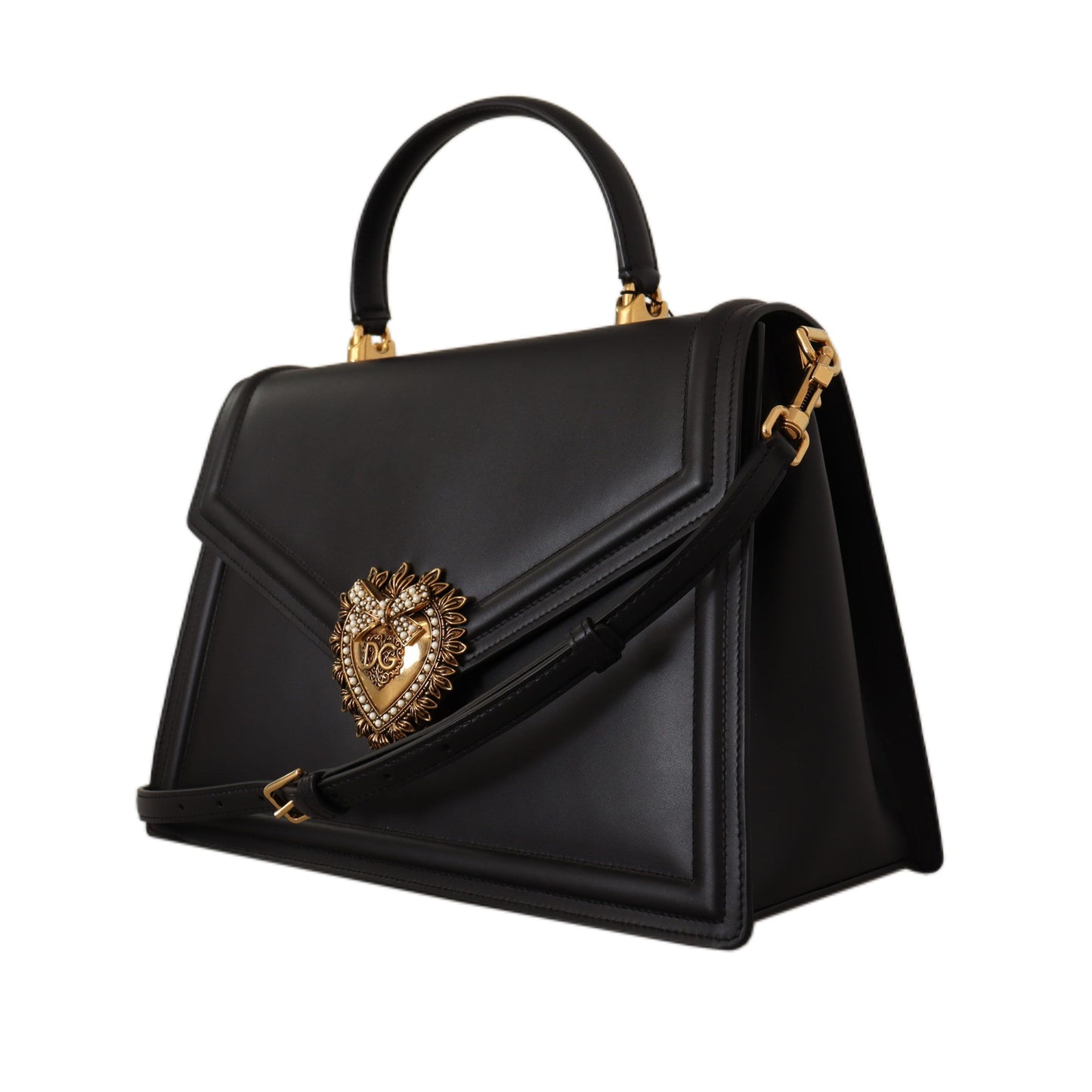 Elegant Black Devotion Leather Shoulder Bag