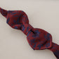 Maroon Silk Bow Tie with Blue Flower Pattern