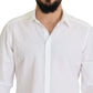 White Cotton Slim Fit Formal Dress GOLD Shirt